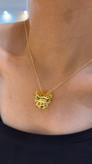 گردنبند طرح پنتر با نگین سبز مشابه طلا