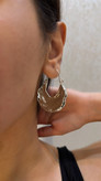 گوشواره آویز هلالی بافتدار سیلور